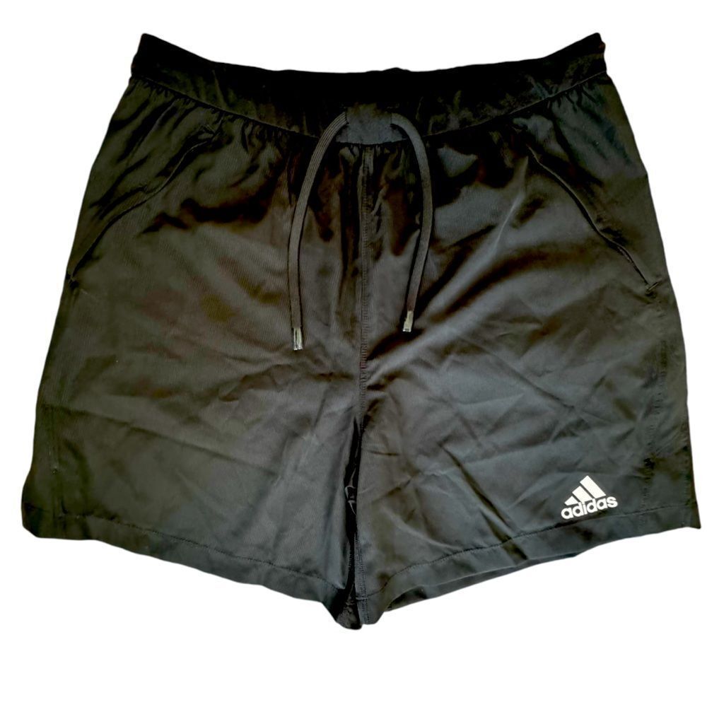 Adidas Aeroready Shorts Black Zip Pockets Prime Green Drawstring Athletic L